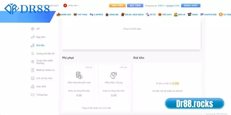 Quy trình thực hiện rút tiền DR88 qua 3 bước